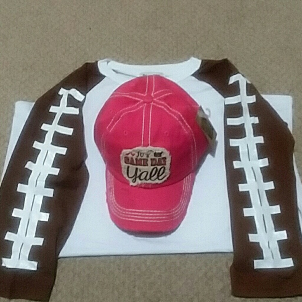 Women's gameday football shirt and hat...NWOT